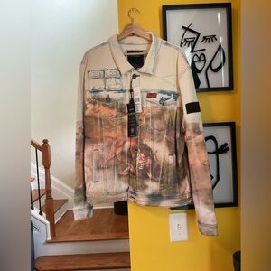Mens REASON Lion Denim Jacket NWT Size XL